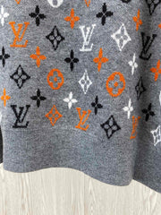Klassischer Jacquard mit altem Blumenmonogramm ~ zerfetzt! Pullover im Paarstil