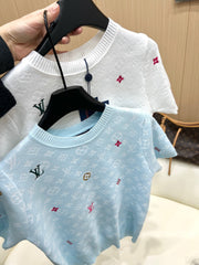 ‌L v Embroidered All-Over Print Knit Sweater