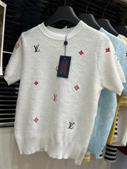 ‌L v Embroidered All-Over Print Knit Sweater