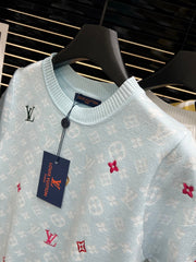 ‌L v Embroidered All-Over Print Knit Sweater