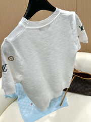 ‌L v Embroidered All-Over Print Knit Sweater
