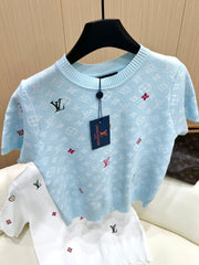 ‌L v Embroidered All-Over Print Knit Sweater