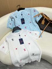 ‌L v Embroidered All-Over Print Knit Sweater