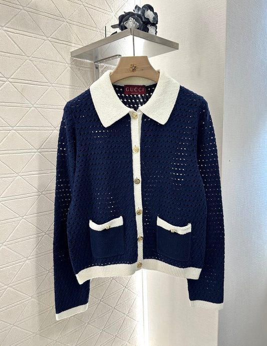 Openwork knit cardigan