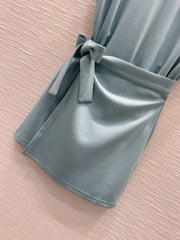 Spliced short-sleeved cotton dress