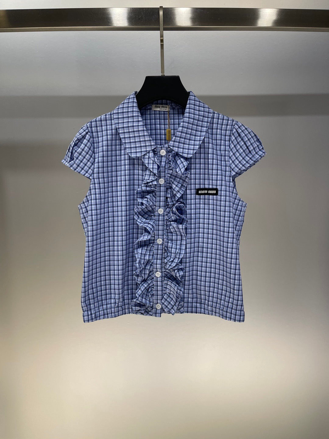 Embroidered patch ruffle + elastic waist casual skirt