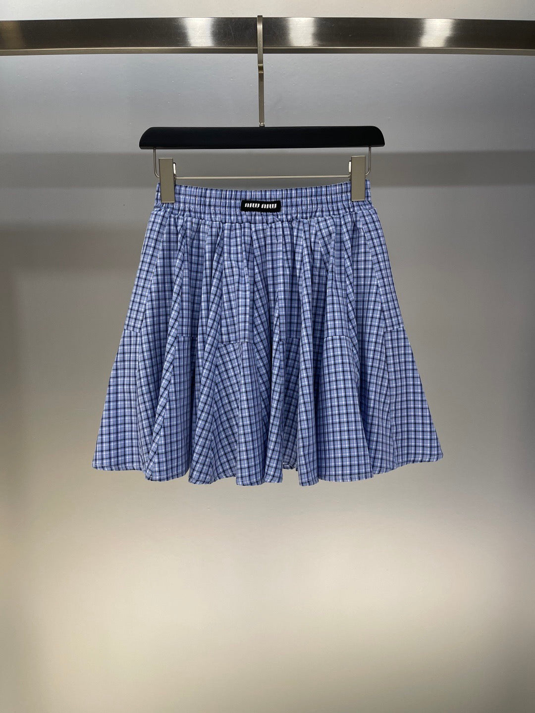 Embroidered patch ruffle + elastic waist casual skirt