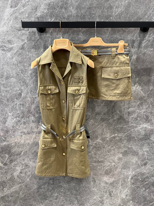 Lapel Work Vest Dress