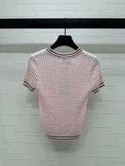 Round neck slim fit knit short sleeves