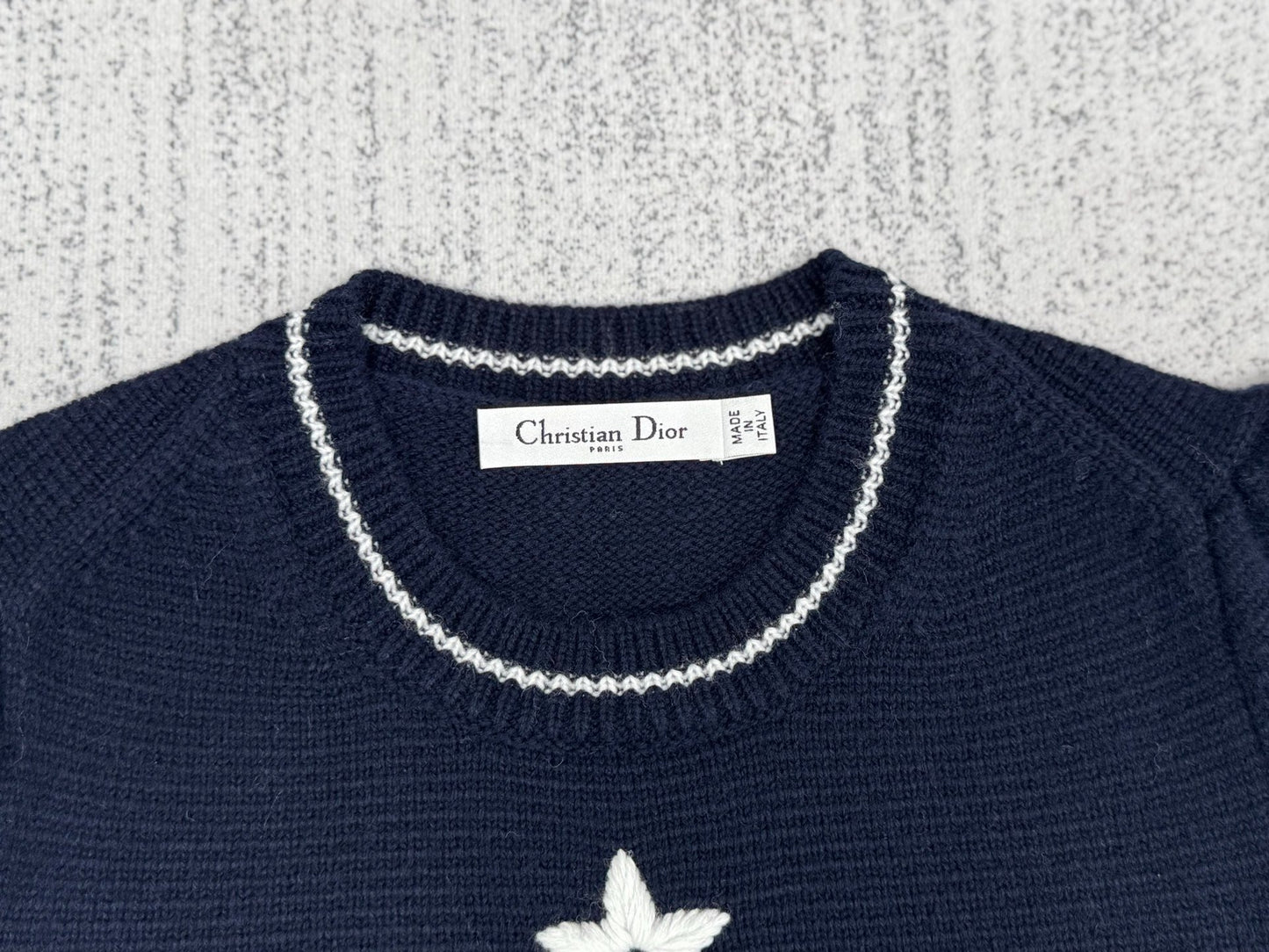 Nouvelles manches courtes en tricot cachemire brodé de lettres classiques Dior