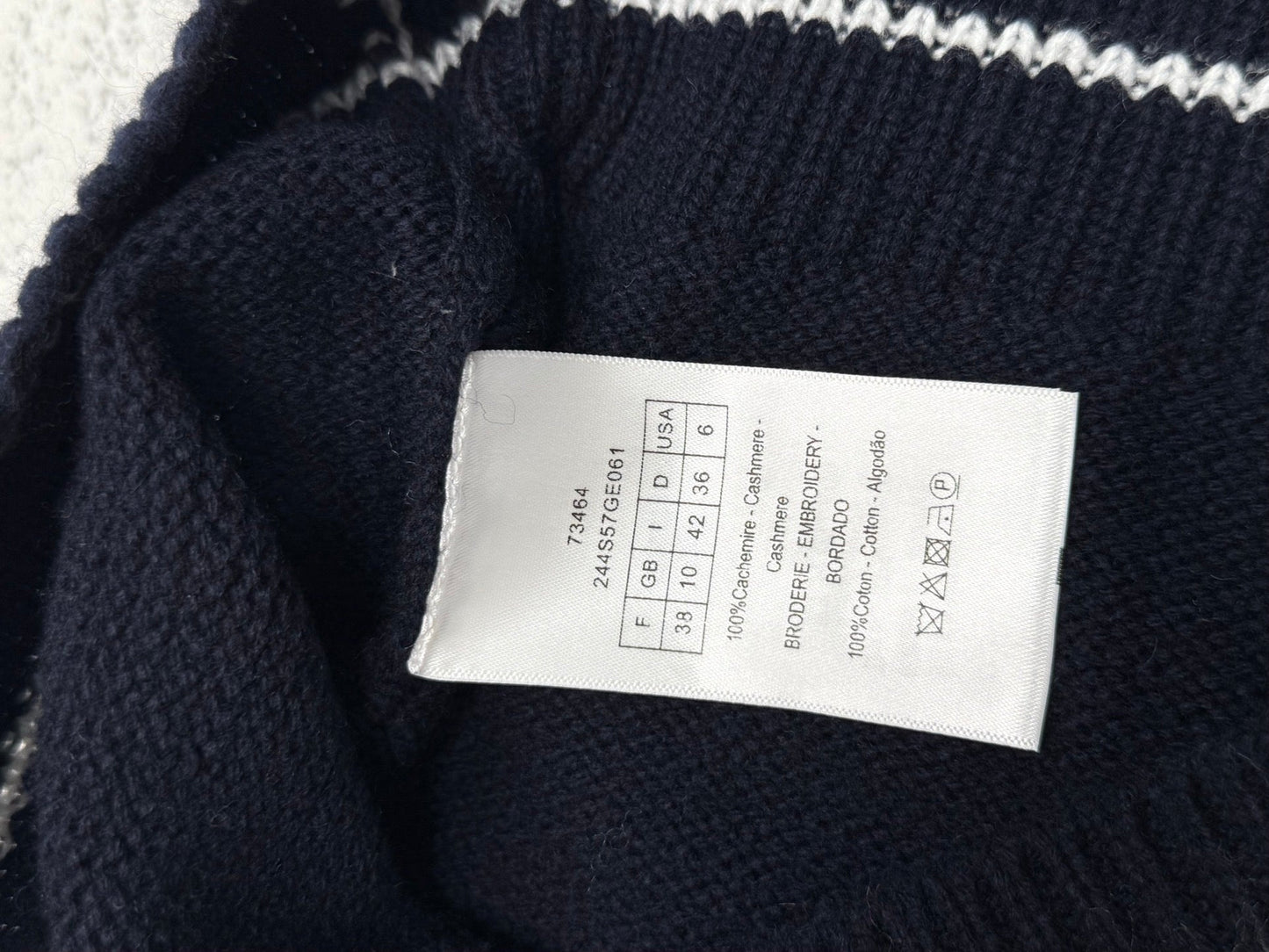 Nouvelles manches courtes en tricot cachemire brodé de lettres classiques Dior