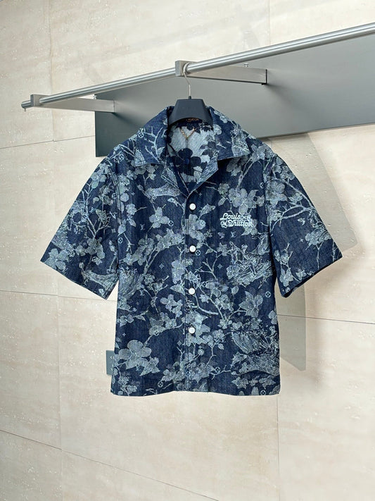 Nouvelle veste à manches courtes en denim à fleurs 25Ss