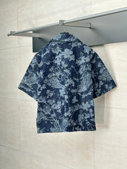 25Ss new denim floral shirt short-sleeved jacket