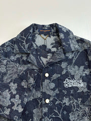 25Ss new denim floral shirt short-sleeved jacket