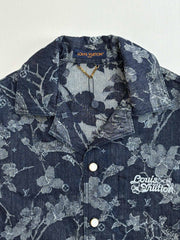 25Ss new denim floral shirt short-sleeved jacket