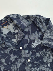 25Ss new denim floral shirt short-sleeved jacket