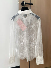 Lapel lace cardigan