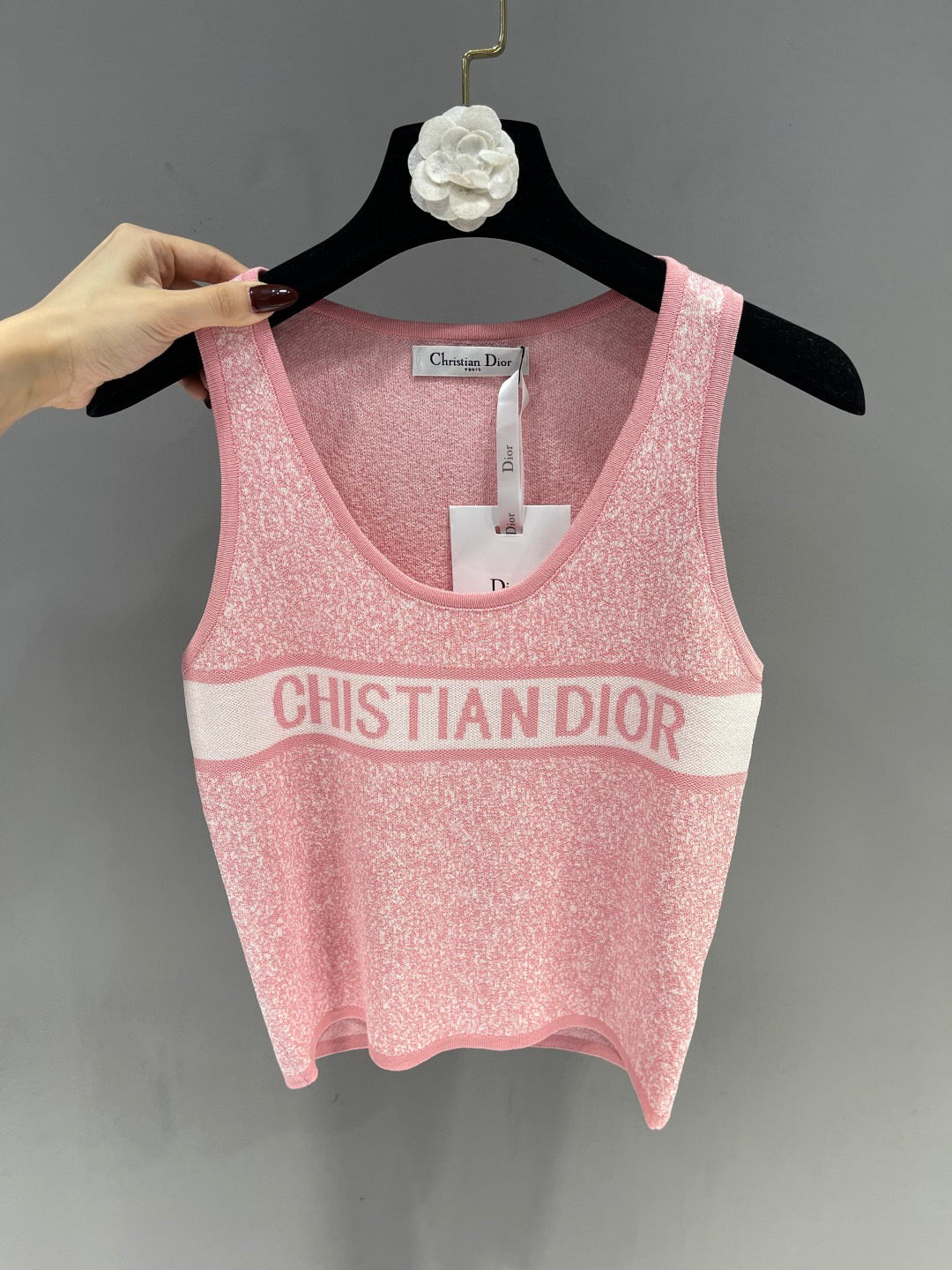 Gestrickte Weste mit Rundhalsausschnitt und Schneeflockenmuster