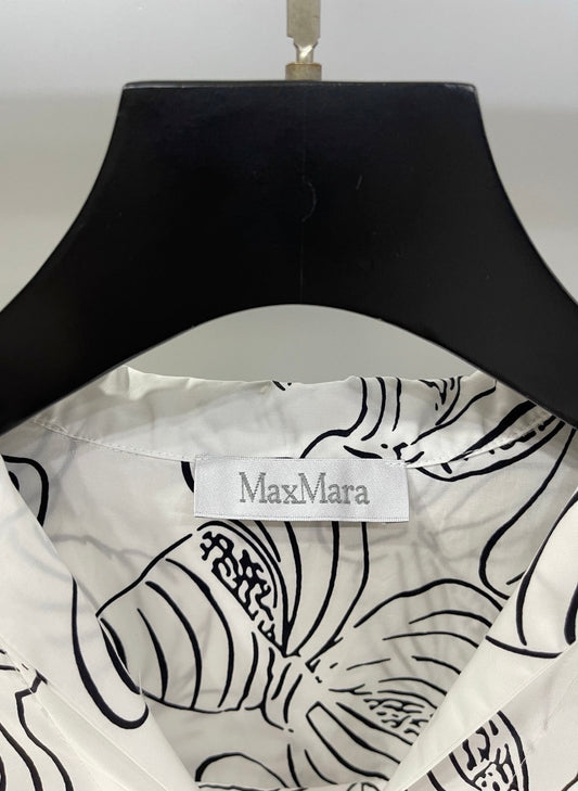 Bow print v-neck long sleeve shirt