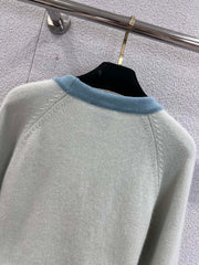 Contrast hem tie knitted short cardigan