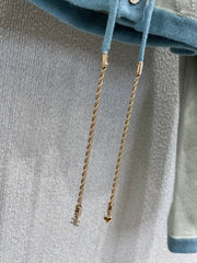 Contrast hem tie knitted short cardigan
