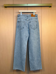 Jacquard Cloud Ripped Denim Pants