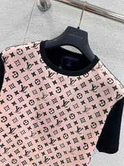 Jacquard stitching round neck short-sleeved T-shirt