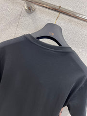 Jacquard stitching round neck short-sleeved T-shirt