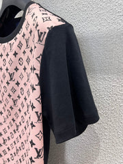 Jacquard stitching round neck short-sleeved T-shirt