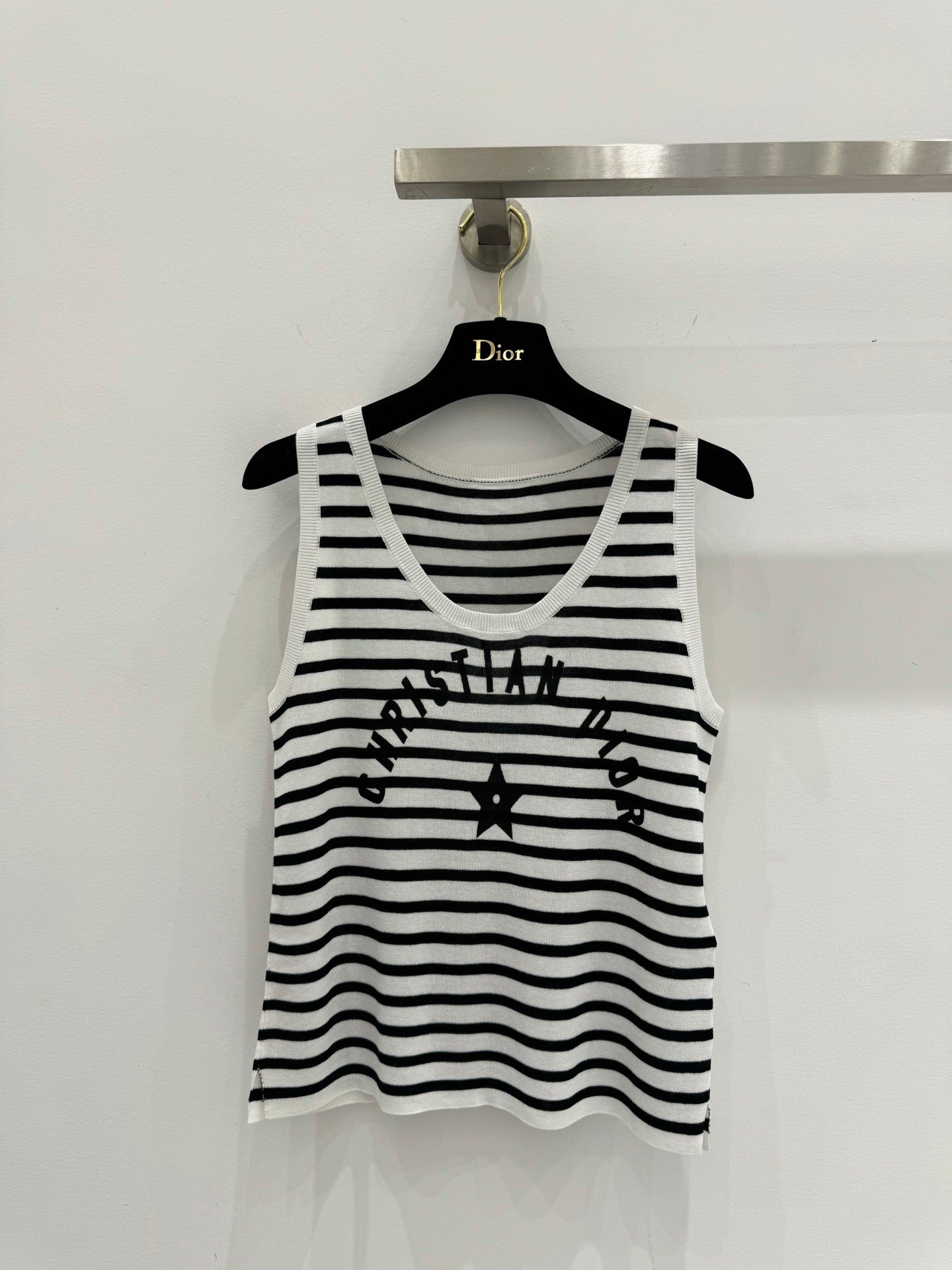 Navy Striped Happy Star Knit Vest Top