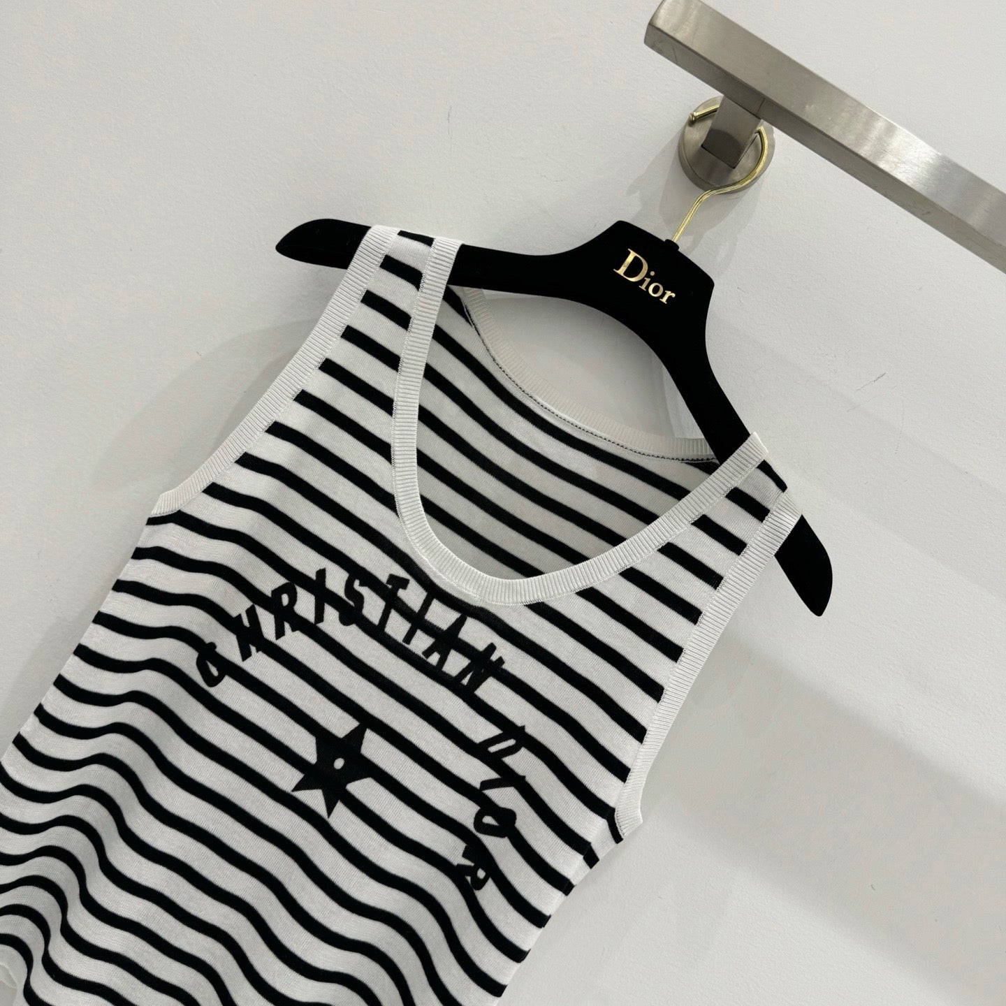 Navy Striped Happy Star Knit Vest Top