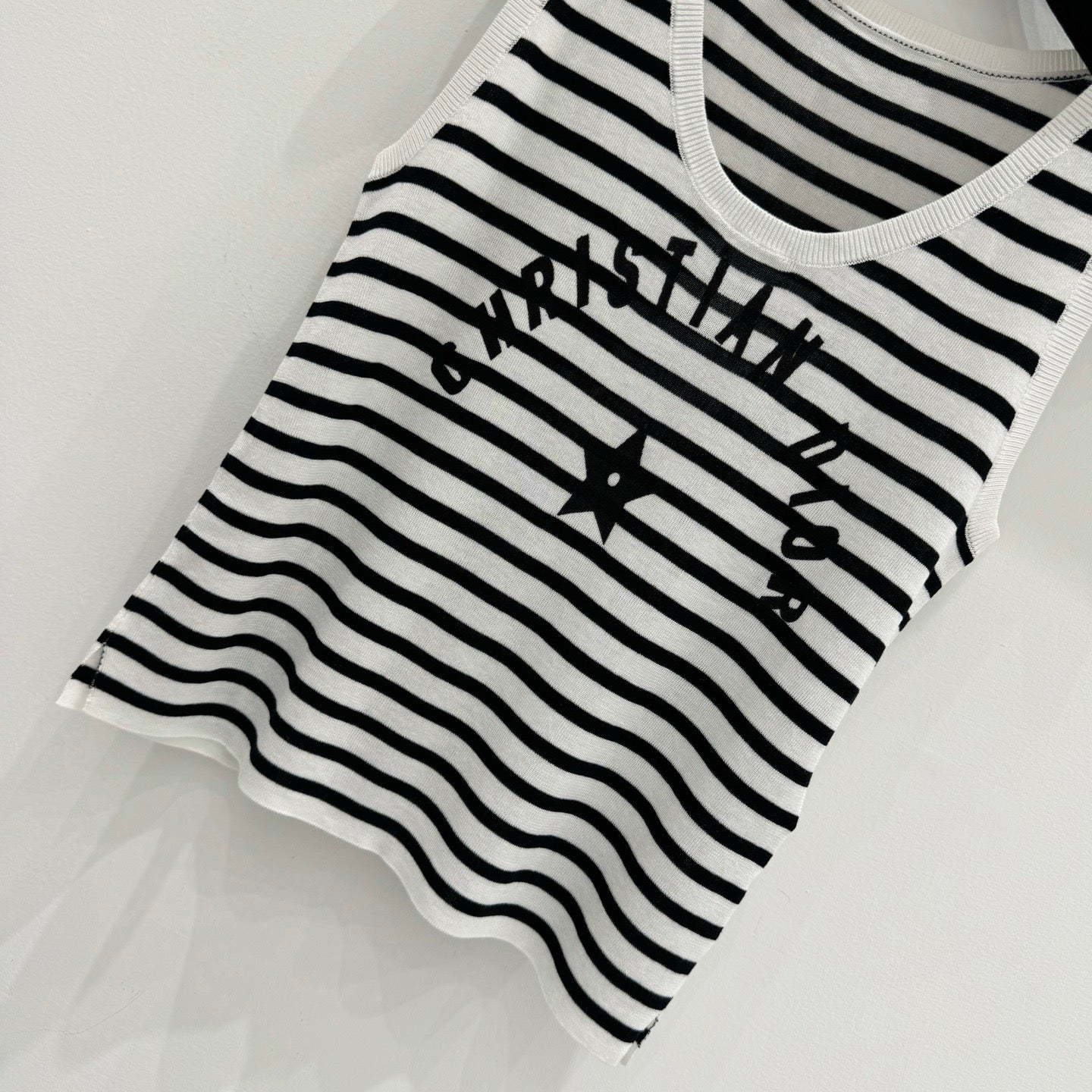 Navy Striped Happy Star Knit Vest Top