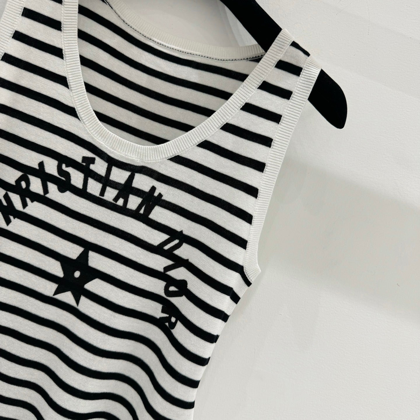 Navy Striped Happy Star Knit Vest Top