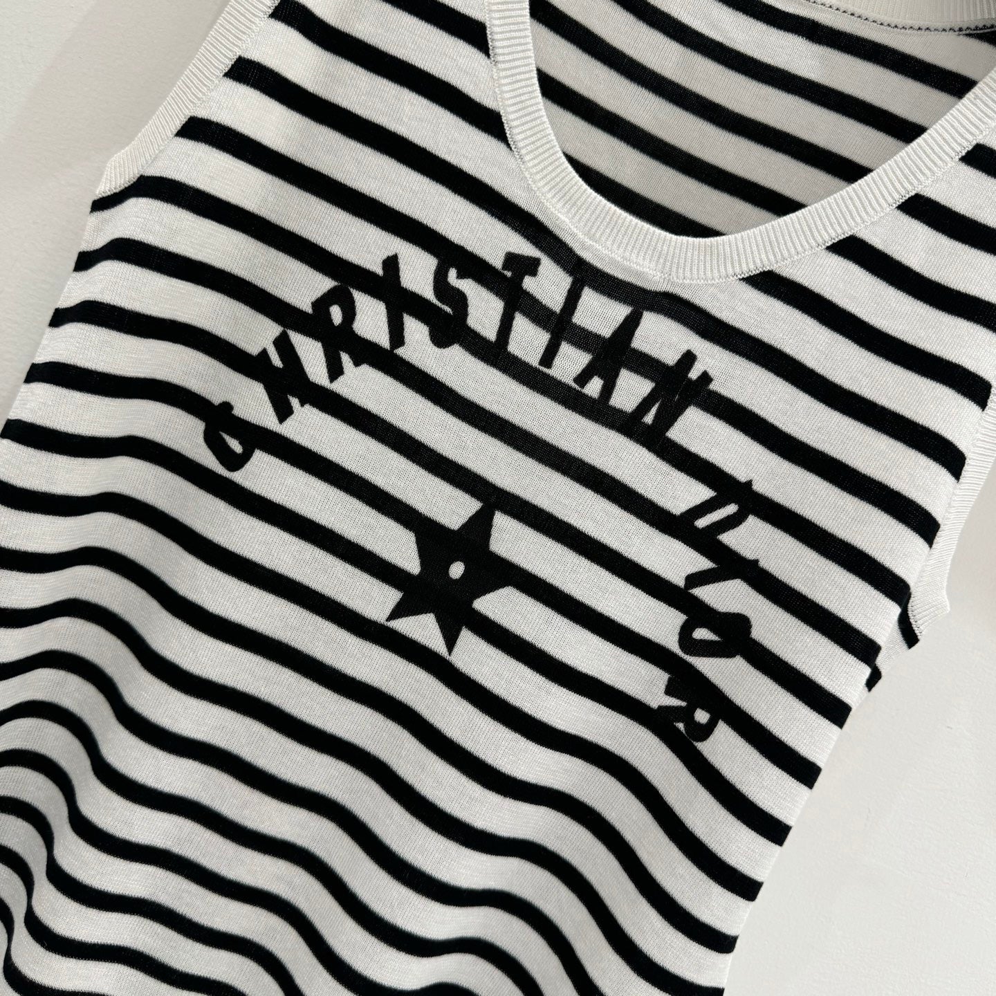 Navy Striped Happy Star Knit Vest Top