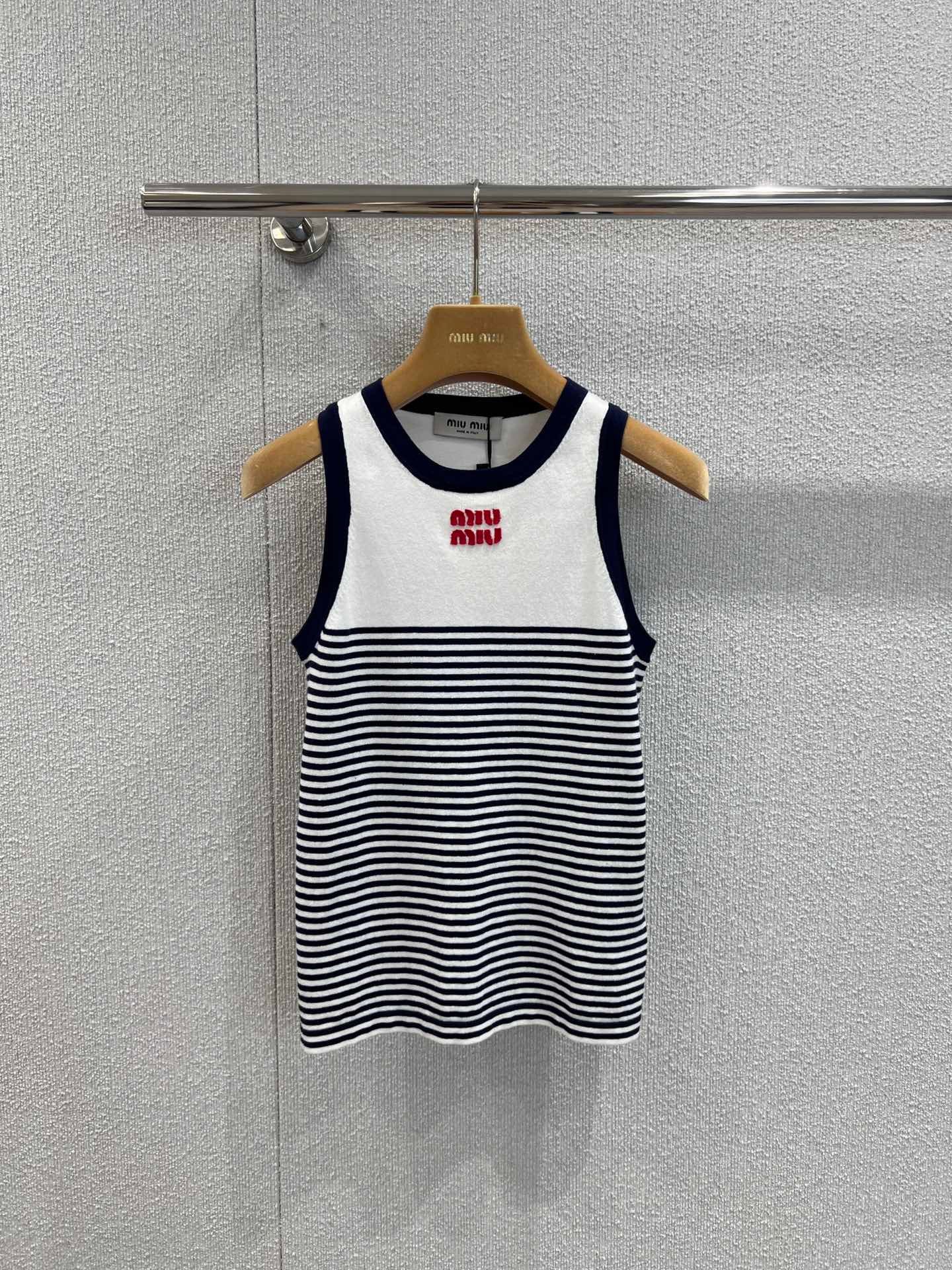 Micro Logo Cotton Stripe Knit Vest