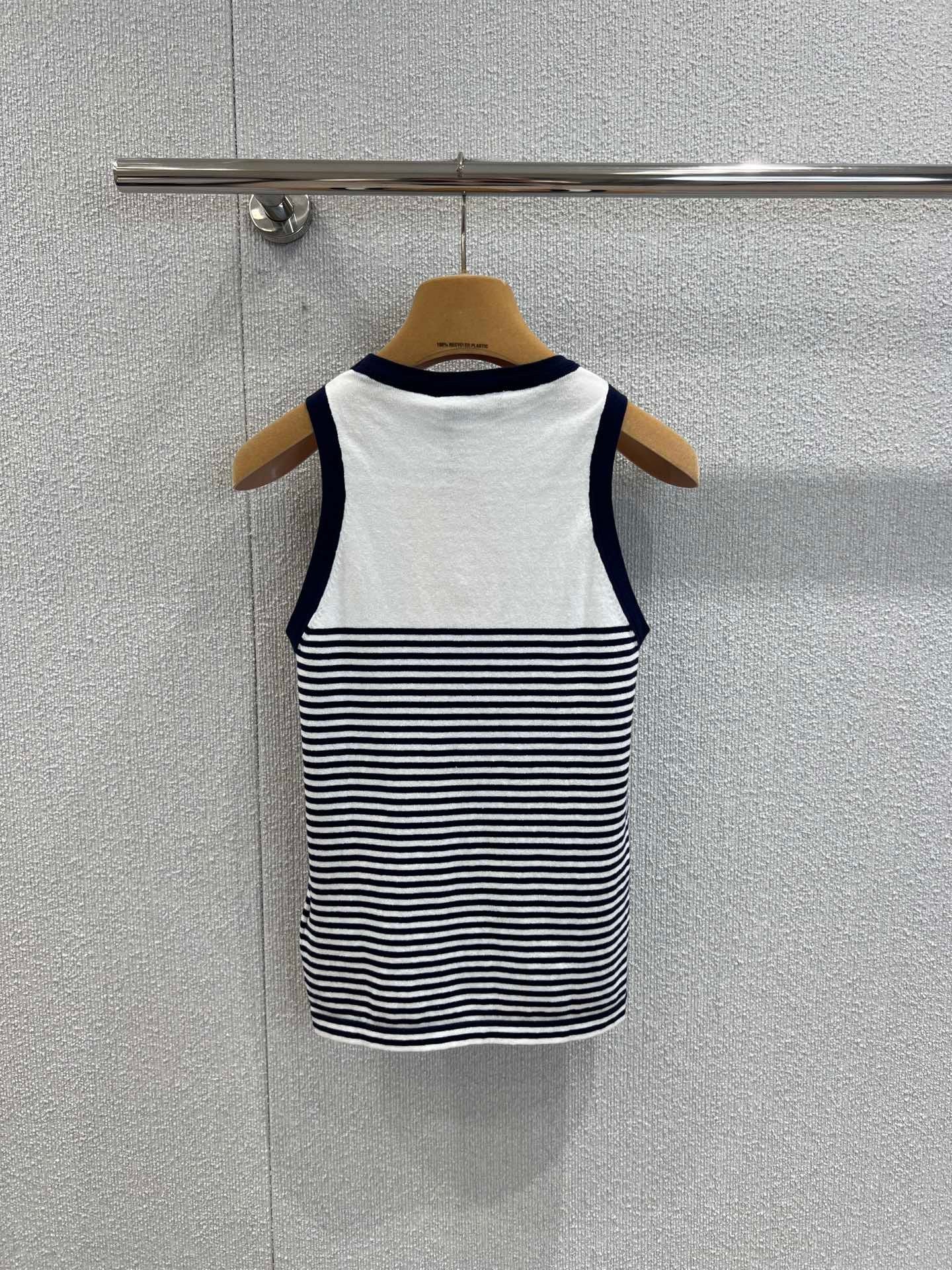 Micro Logo Cotton Stripe Knit Vest