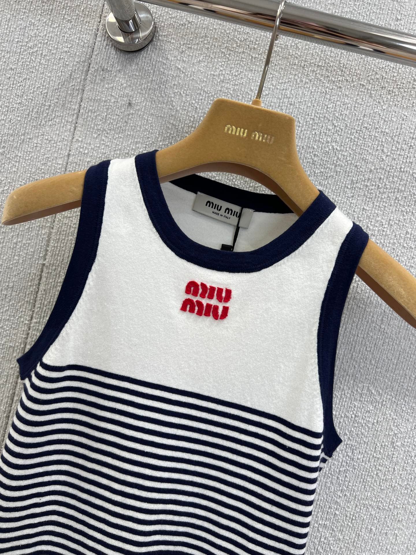 Micro Logo Cotton Stripe Knit Vest