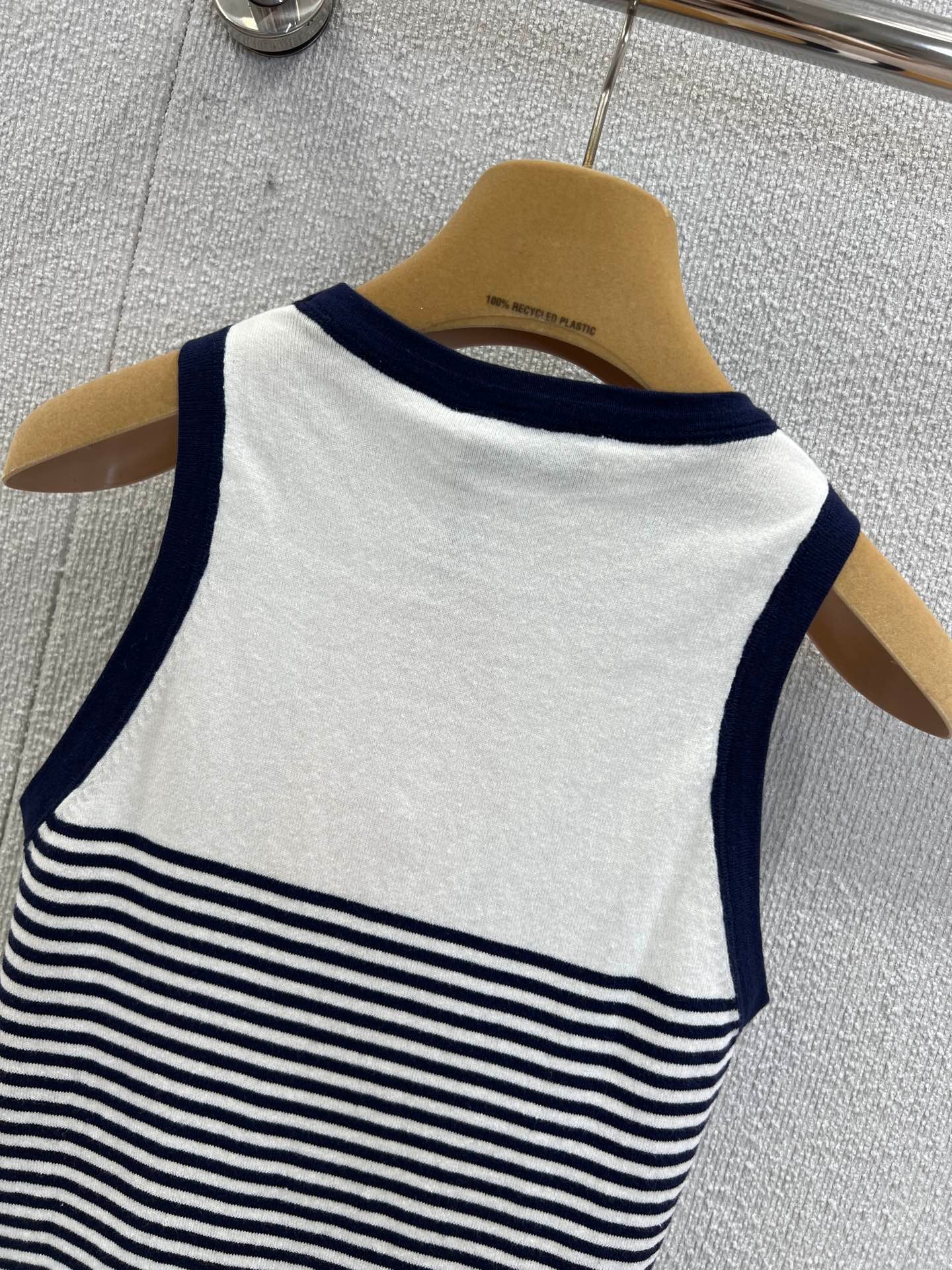 Micro Logo Cotton Stripe Knit Vest
