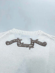Gold thread five-pointed star ribbon round neck wool sweater