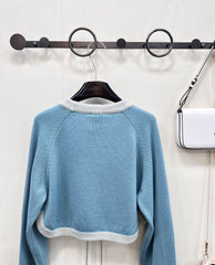 Contrast hem tie knitted short cardigan