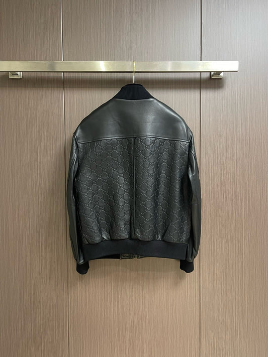 Veste en cuir gaufré
