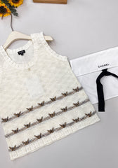 Gold thread butterfly embroidery knitted vest