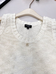 Gold thread butterfly embroidery knitted vest
