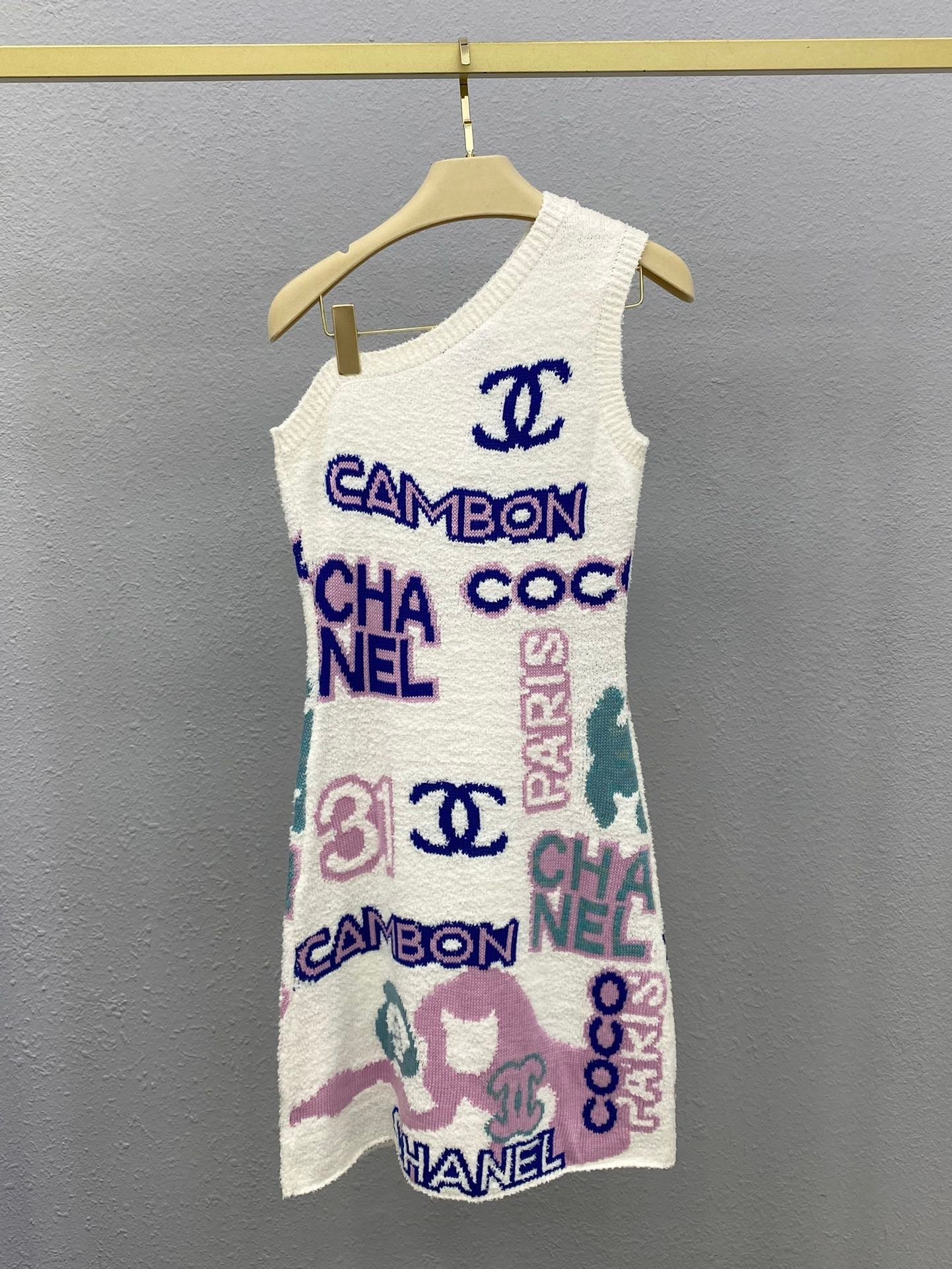 Robe gilet à épaules dénudées en jacquard avec logo en fil coloré