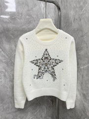 25 new hot diamond starry sky five-pointed star heavy embroidery long sleeves