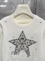 25 new hot diamond starry sky five-pointed star heavy embroidery long sleeves