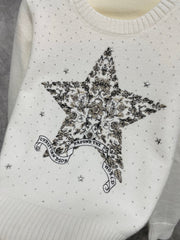 25 new hot diamond starry sky five-pointed star heavy embroidery long sleeves