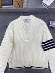 TB classic four-stripe V-neck cardigan
