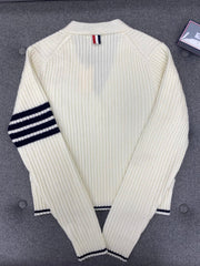 TB classic four-stripe V-neck cardigan