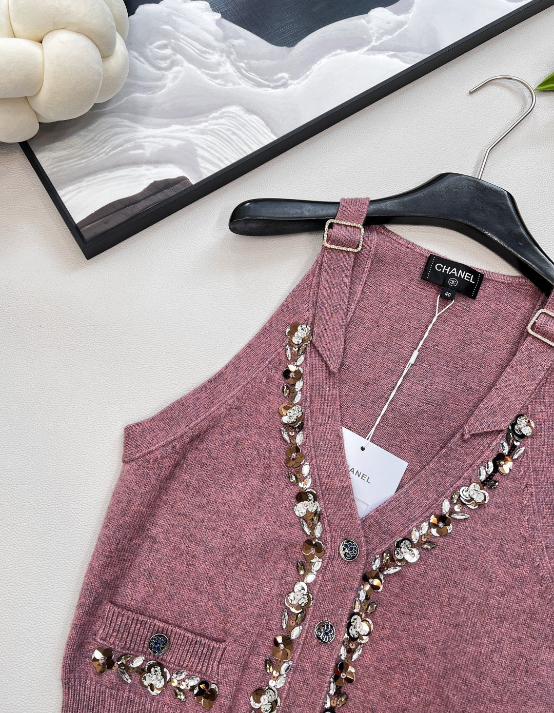 Nouveau gilet tricoté perlé 25SS